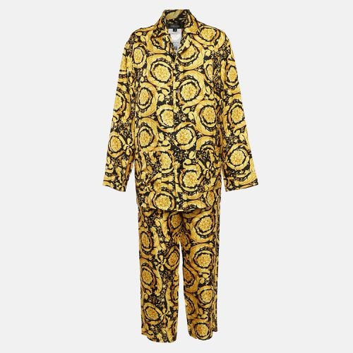 Black Barocco Print Silk Pajama Set L - Versace - Modalova