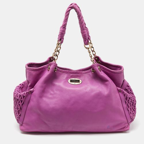 Pleated Leather Chain Satchel - Versace - Modalova