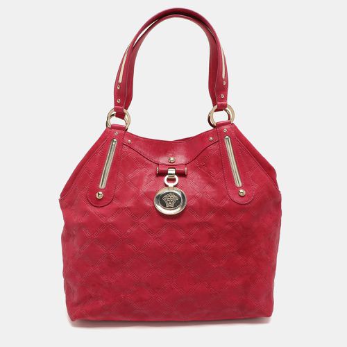 Fuchsia Embossed Leather Icon Medusa Satchel - Versace - Modalova