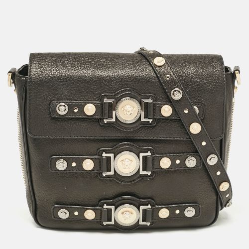 Leather Medusa Studded Flap Crossbody Bag - Versace - Modalova