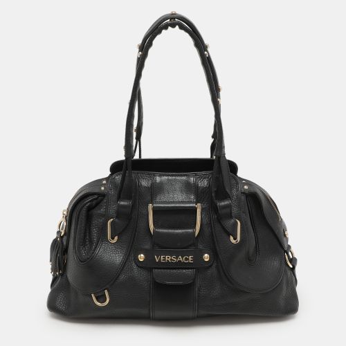 Versace Black Leather Satchel - Versace - Modalova