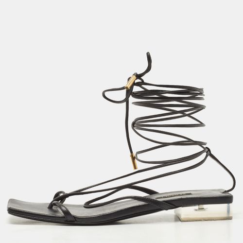 Leather Lace Up Thong Sandals Size 38 - Versace - Modalova