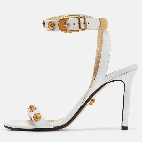 Leather Medusa Studded Ankle Strap Sandals Size 35 - Versace - Modalova