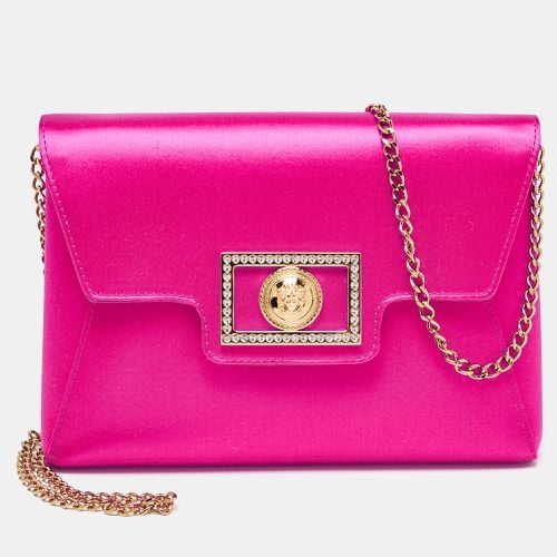 Magenta Satin La Medusa Chain Clutch - Versace - Modalova