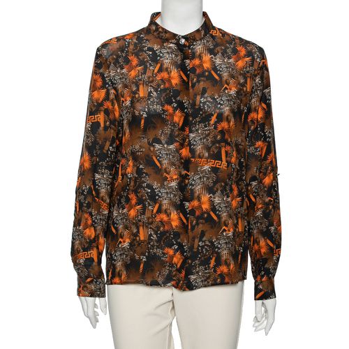 Printed Silk Button Front Blouse M - Versus Versace - Modalova