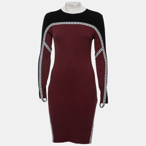 Black/ Ribbed Knit Logo Tape Bodycon Dress M - Versus Versace - Modalova