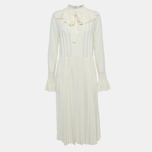 Vanilla Pleated Silk Tea Dress S - Victoria Beckham - Modalova