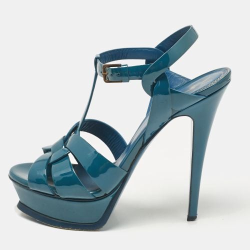 Teal Patent Leather Tribute Sandals Size 37.5 - Yves Saint Laurent - Modalova