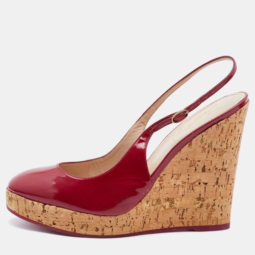 Patent Leather Cork Platform Wedge Slingback Pumps Size 38 - Yves Saint Laurent - Modalova