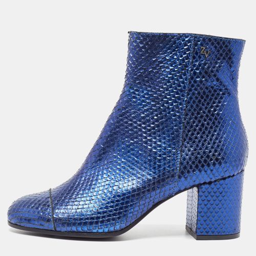 Zadiq & Voltaire Python Leather Block Heel Ankle Boots Size 37 - Zadig & Voltaire - Modalova