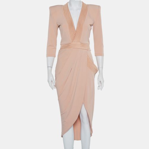 Knit Draped Faux Wrap Eye Of Horus Midi Dress M - Zhivago - Modalova