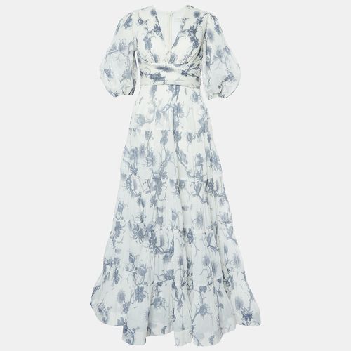 Off Floral Printed Crepe Pleated V Neck Maxi Dress XS - Zimmermann - Modalova