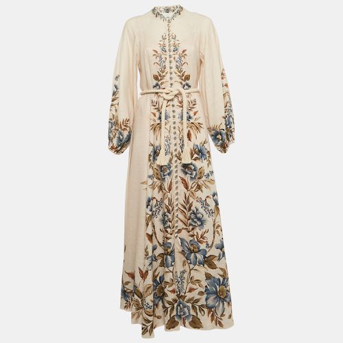 Floral Print Linen Button Front Maxi Dress M - Zimmermann - Modalova