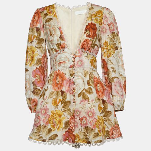 Floral Print Lace Trimmed V-Neck Heathers Playsuit M - Zimmermann - Modalova