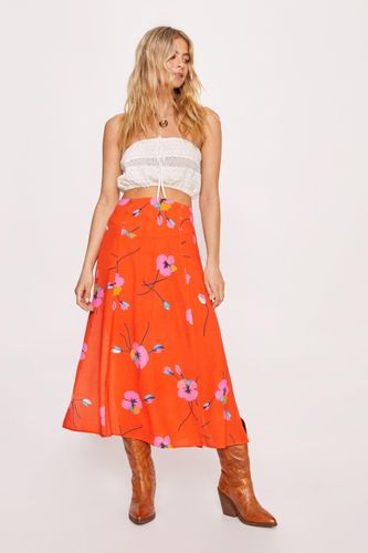 Womens Floral Split Midi Skirt - - 6 - Nasty Gal - Modalova