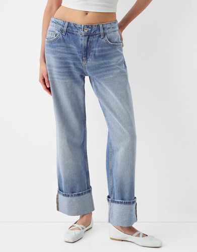 Jeans Straight Cropped Vuelta Bajo Mujer 40 - Bershka - Modalova
