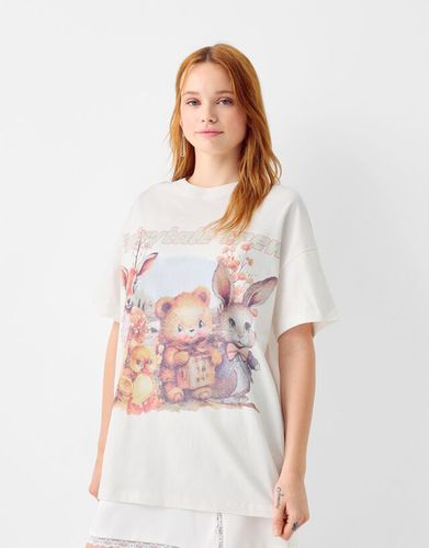 Camiseta Manga Corta Print Mujer M - Bershka - Modalova