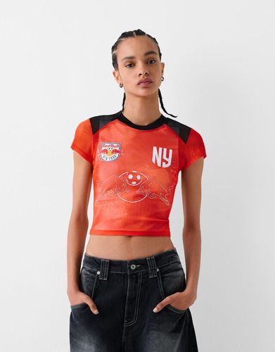 Camiseta New York Red Bulls Cropped Brillos Mujer Xs - Bershka - Modalova