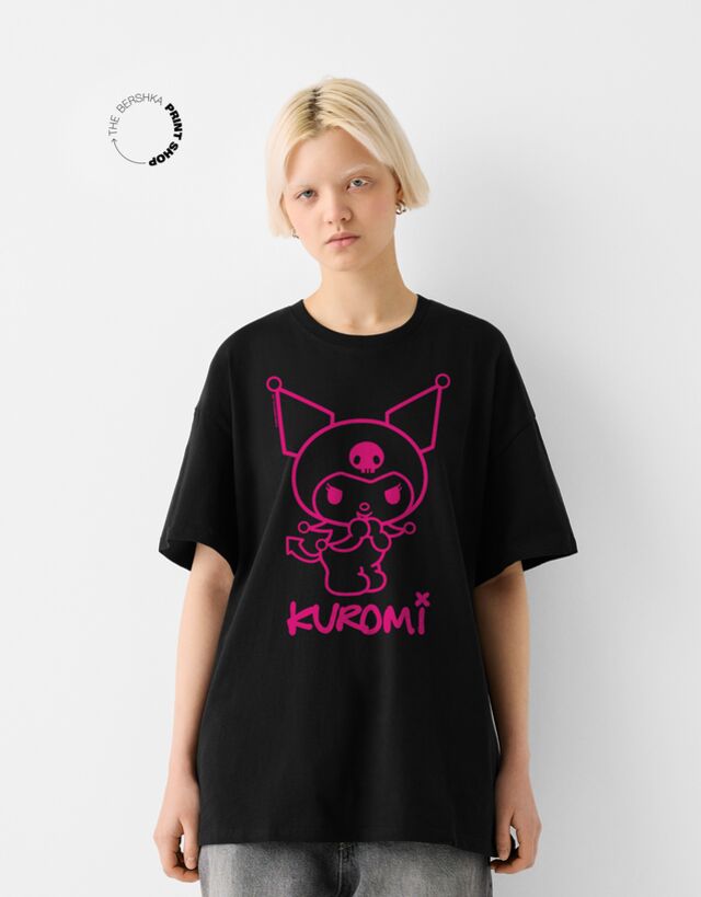 Camiseta Kuromi Manga Corta Boxy Mujer 10-12 - Bershka - Modalova