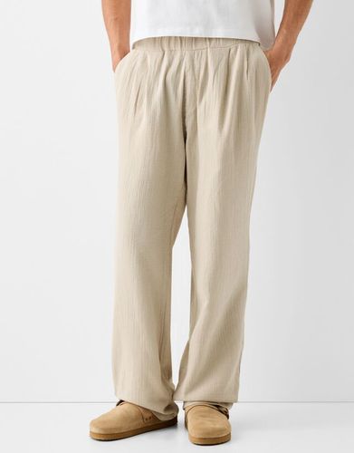 Pantalón Wide Leg Rústico Textura Hombre L - Bershka - Modalova