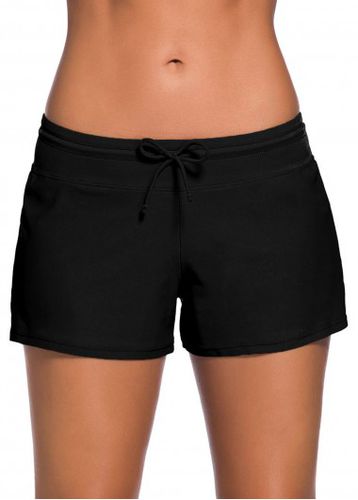 Side Slit Bowknot Detail Black Swim Shorts - unsigned - Modalova