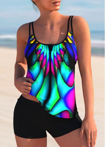 Colorful Printed Spaghetti Strap Tankini Set - unsigned - Modalova