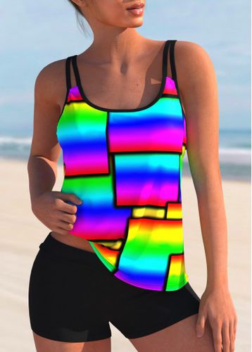 Rainbow Color Geometric Print Tankini Set - unsigned - Modalova
