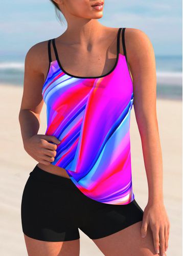 Colorful Print Spaghetti Strap Tankini Set - unsigned - Modalova