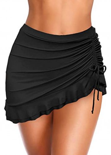 High Waisted Solid Drawstring Side Swim Skirt - unsigned - Modalova