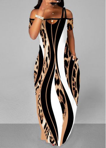 Pocket Sleeveless Leopard Multi Color Maxi Dress - unsigned - Modalova