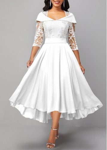White Lace Patchwork X Shape Midi Dress - unsigned - Modalova