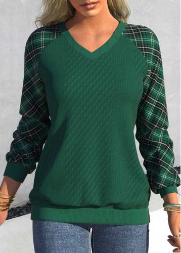 Blackish Green Tartan Print Long Sleeve Sweatshirt - unsigned - Modalova