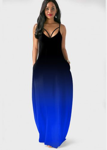 Sapphire Blue Pocket Ombre Maxi Dress - unsigned - Modalova