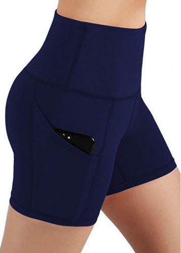 High Waisted Pocket Detail Navy Blue Swim Shorts - unsigned - Modalova