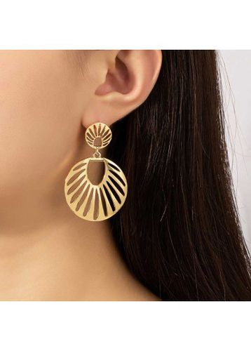 Pair Gold Round Cut Out Earrings - unsigned - Modalova
