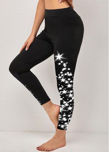 Black Christmas Tree Print High Waisted Leggings - unsigned - Modalova