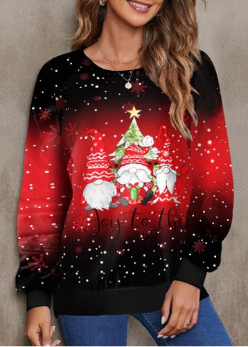 Christmas Santa Claus Print Red Long Sleeve Sweatshirt - unsigned - Modalova