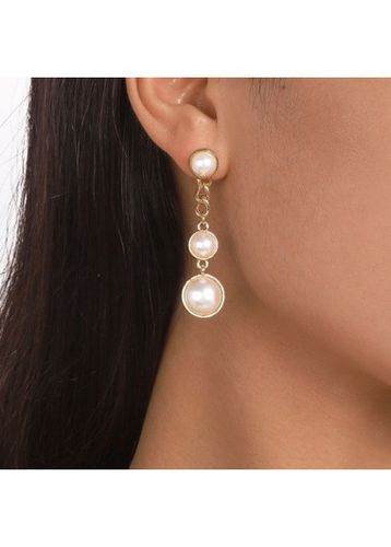 Pair Gold Pearl Metal Detail Earrings - unsigned - Modalova