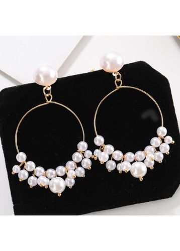 Pair White Round Pearl Earrings - unsigned - Modalova