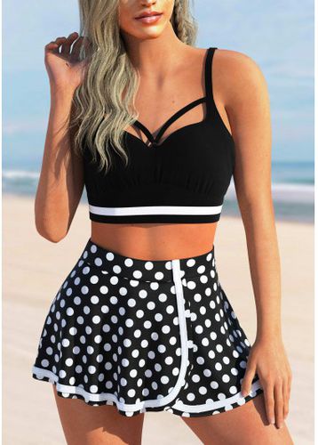 High Waisted Polka Dot Black Swim Skirt - unsigned - Modalova