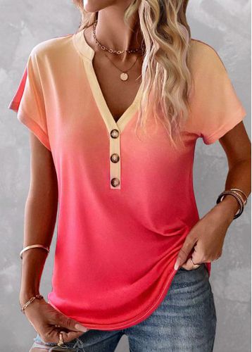 Peach Red Button Ombre Sleeveless T Shirt - unsigned - Modalova