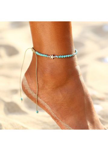 Turquoise Star Design Beads Detail Anklet - unsigned - Modalova