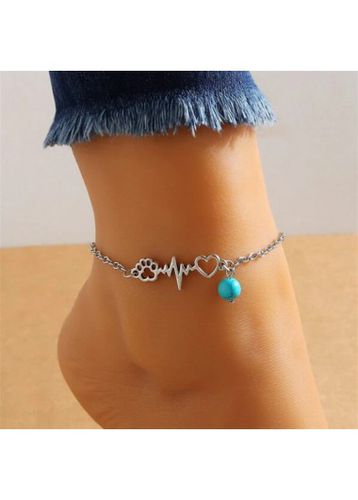 Turquoise Heart Anklets - unsigned - Modalova