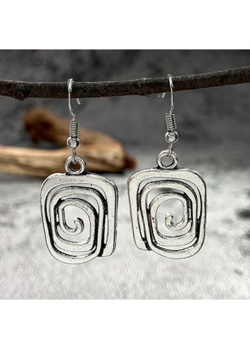 Silver Geometric Square Design Alloy Earrings - unsigned - Modalova