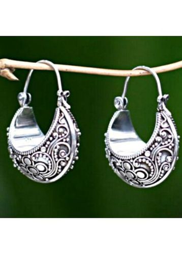 Silver Alloy Retro Tribal Design Earrings - unsigned - Modalova