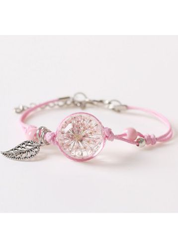 Alloy Detail Pink Round Design Bracelet - unsigned - Modalova