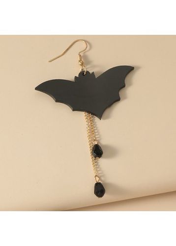 Patchwork Halloween Black Bat Design Earrings - unsigned - Modalova