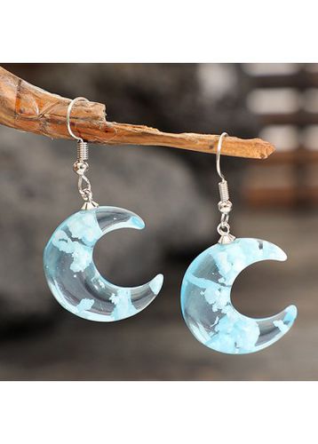 Light Blue Moon Design Glass Earrings - unsigned - Modalova