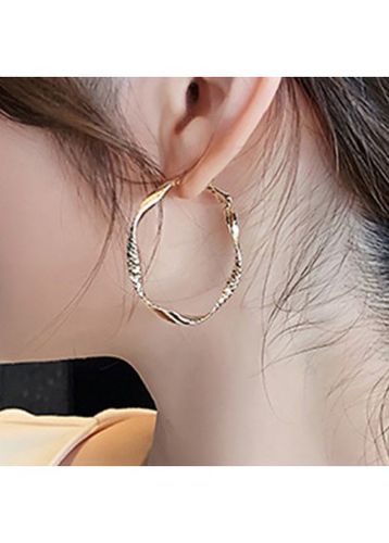 Alloy Detail Gold Round Design Earrings - unsigned - Modalova