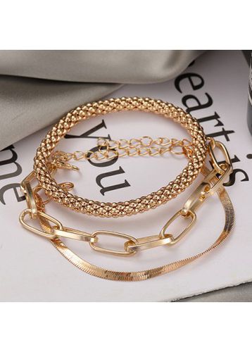 Golden Chain Round Alloy Bracelet Set - unsigned - Modalova